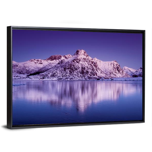 Amazing Mountain Ridge & Lake Canvas Wall Art-1 Piece-Floating Frame-24" x 16"-Tiaracle