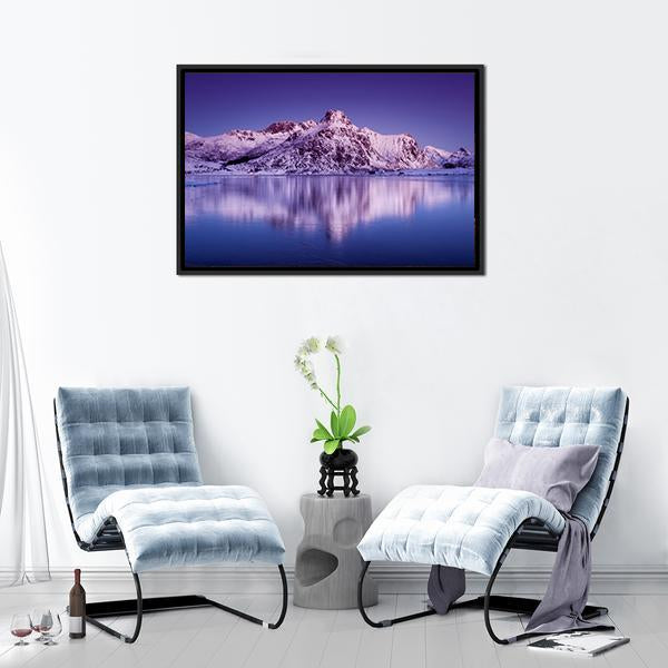Amazing Mountain Ridge &amp; Lake Canvas Wall Art-5 Horizontal-Gallery Wrap-22" x 12"-Tiaracle