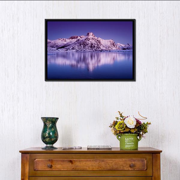 Amazing Mountain Ridge & Lake Canvas Wall Art-5 Horizontal-Gallery Wrap-22" x 12"-Tiaracle
