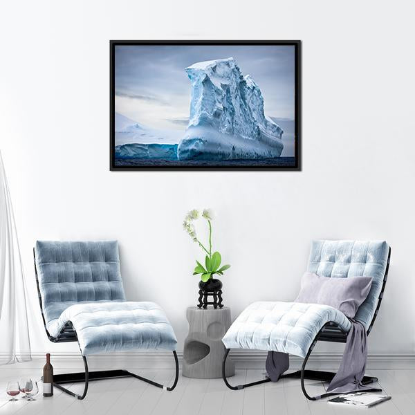 Antarctic Iceberg In The Snow Canvas Wall Art-1 Piece-Floating Frame-36" x 24"-Tiaracle