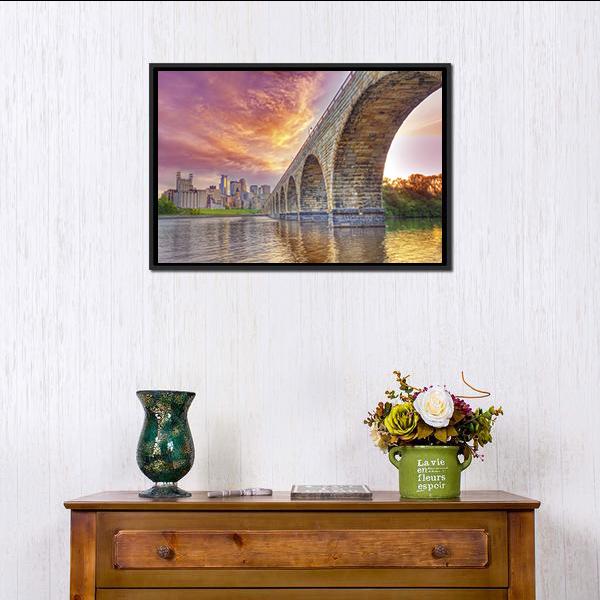 Arch Bridge Minneapolis Canvas Wall Art-1 Piece-Floating Frame-24" x 16"-Tiaracle