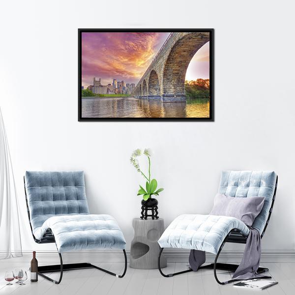 Arch Bridge Minneapolis Canvas Wall Art-3 Horizontal-Gallery Wrap-25" x 16"-Tiaracle