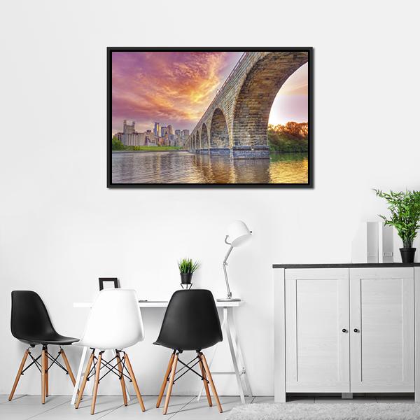 Arch Bridge Minneapolis Canvas Wall Art-3 Horizontal-Gallery Wrap-25" x 16"-Tiaracle