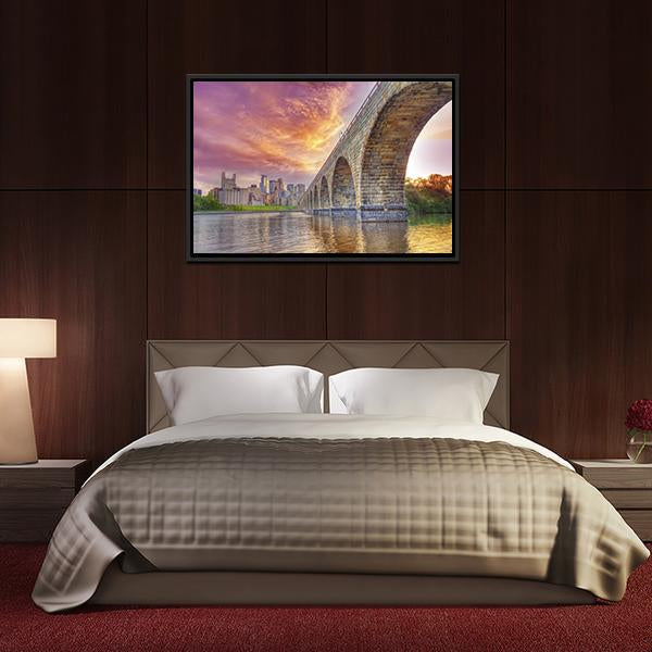 Arch Bridge Minneapolis Canvas Wall Art-3 Horizontal-Gallery Wrap-25" x 16"-Tiaracle