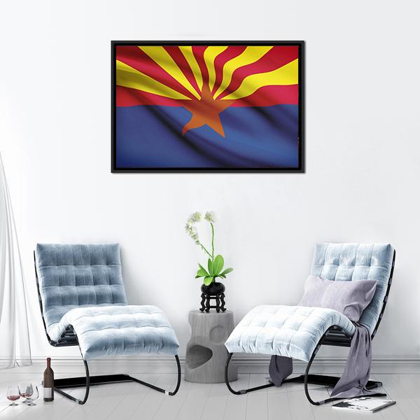 Arizona Flag Canvas Wall Art-1 Piece-Floating Frame-24" x 16"-Tiaracle