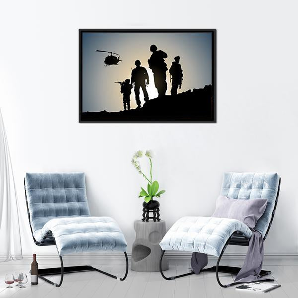 Army In Battlefield Canvas Wall Art-1 Piece-Floating Frame-24" x 16"-Tiaracle