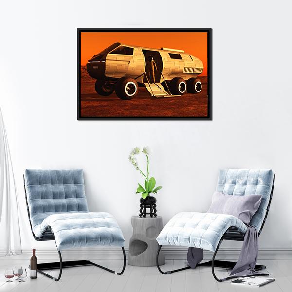 Astronaut In Mars Rover Canvas Wall Art-1 Piece-Floating Frame-24" x 16"-Tiaracle