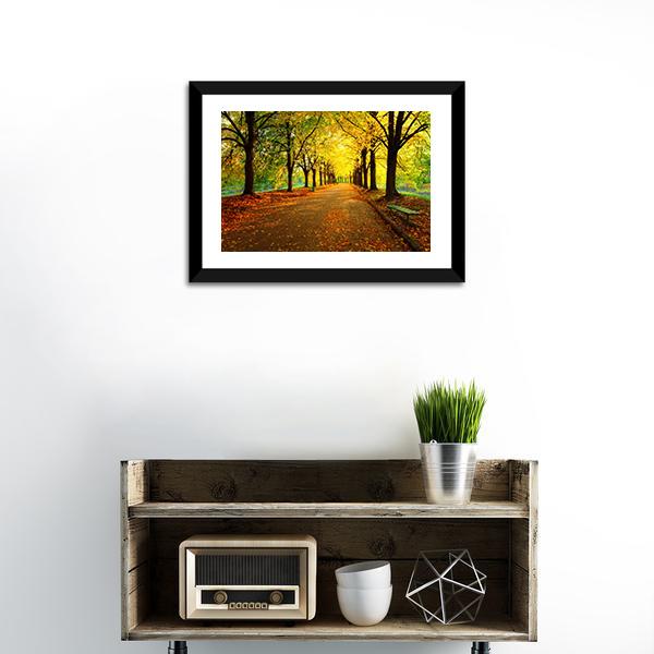 Autumn In City Park Canvas Wall Art-1 Piece-Framed Print-20" x 16"-Tiaracle