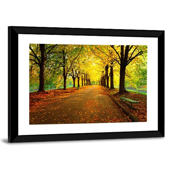 Autumn In City Park Canvas Wall Art-1 Piece-Framed Print-20" x 16"-Tiaracle