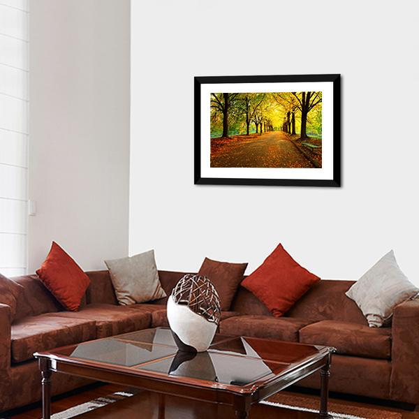 Autumn In City Park Canvas Wall Art-3 Horizontal-Gallery Wrap-25" x 16"-Tiaracle
