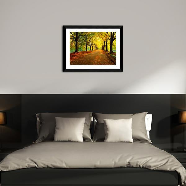 Autumn In City Park Canvas Wall Art-3 Horizontal-Gallery Wrap-25" x 16"-Tiaracle