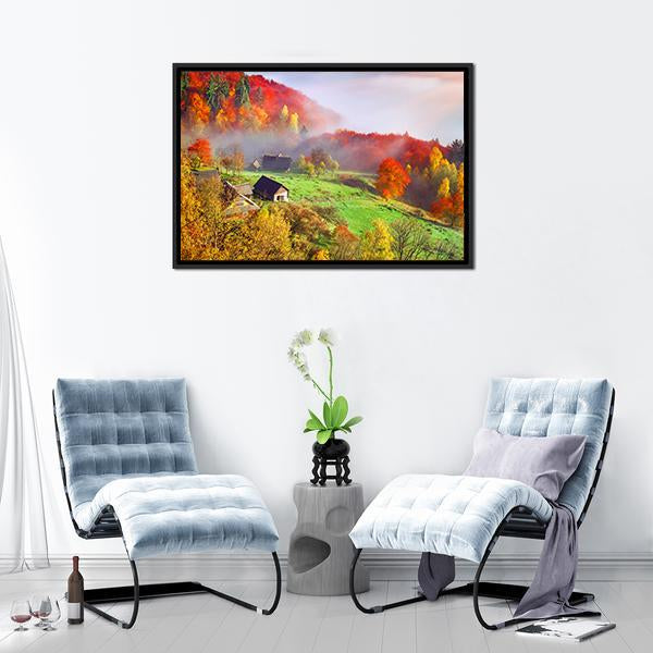 Autumn Landscape In Ukraine Europe Canvas Wall Art-1 Piece-Floating Frame-24" x 16"-Tiaracle
