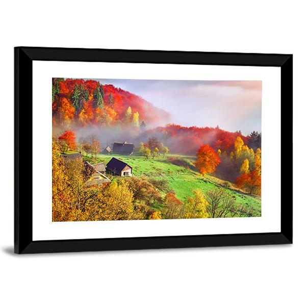 Autumn Landscape In Ukraine Europe Canvas Wall Art-1 Piece-Framed Print-20" x 16"-Tiaracle