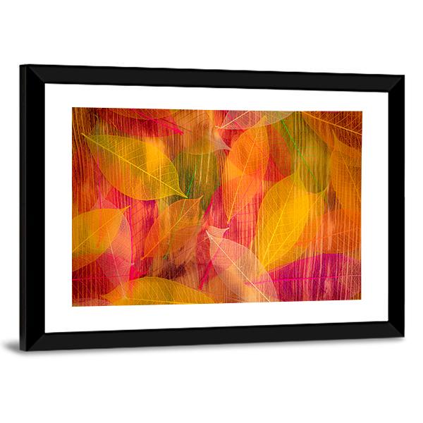 Autumn Leaves Abstract Canvas Wall Art-1 Piece-Framed Print-20" x 16"-Tiaracle