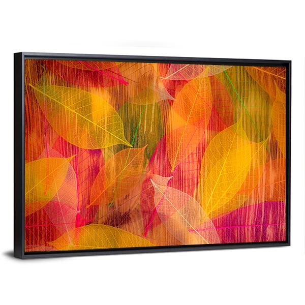 Autumn Leaves Abstract Canvas Wall Art-3 Horizontal-Gallery Wrap-25" x 16"-Tiaracle