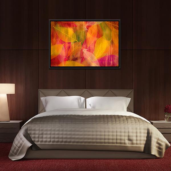 Autumn Leaves Abstract Canvas Wall Art-3 Horizontal-Gallery Wrap-25" x 16"-Tiaracle
