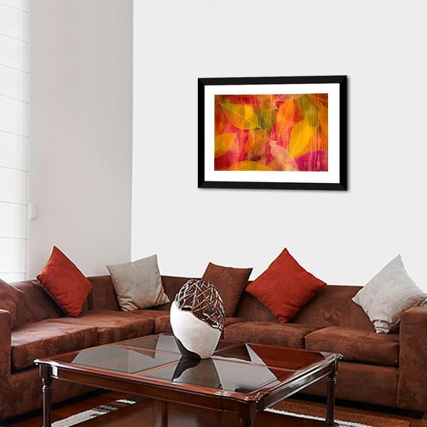 Autumn Leaves Abstract Canvas Wall Art-3 Horizontal-Gallery Wrap-25" x 16"-Tiaracle