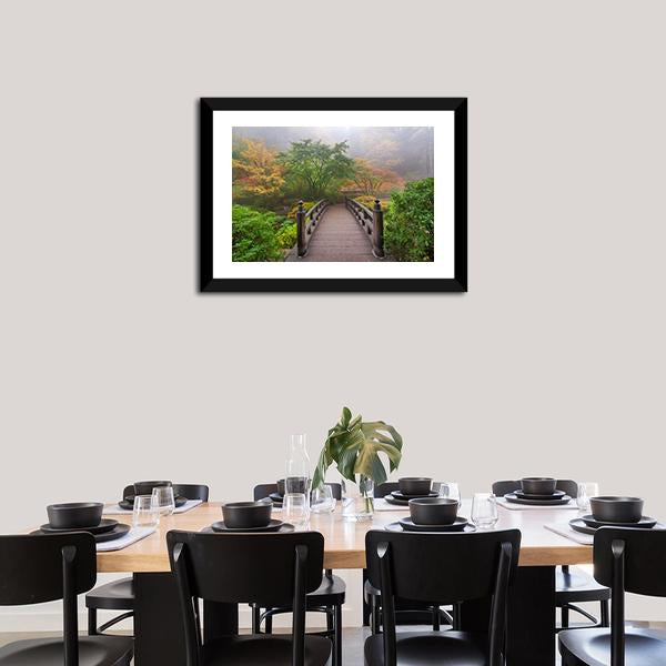 Autumn Moon Bridge Canvas Wall Art-5 Horizontal-Gallery Wrap-22" x 12"-Tiaracle
