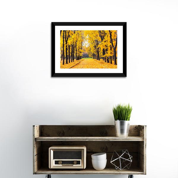 Autumn Park In Alley Canvas Wall Art-3 Horizontal-Gallery Wrap-25" x 16"-Tiaracle