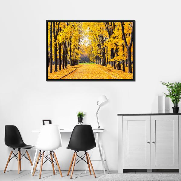 Autumn Park In Alley Canvas Wall Art-3 Horizontal-Gallery Wrap-25" x 16"-Tiaracle