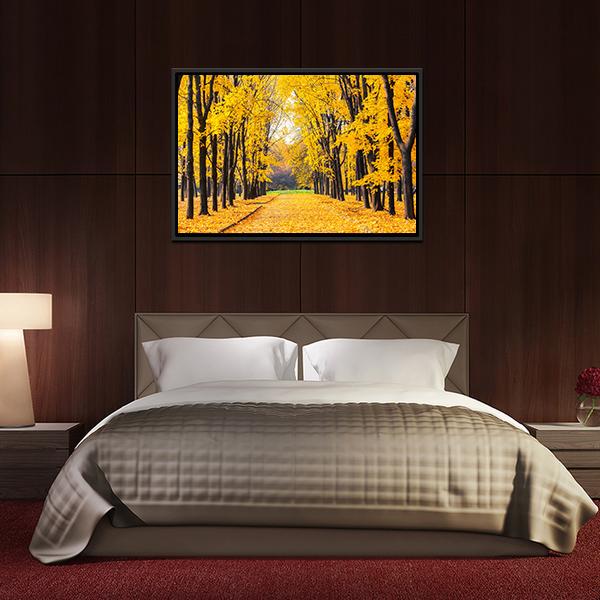 Autumn Park In Alley Canvas Wall Art-3 Horizontal-Gallery Wrap-25" x 16"-Tiaracle