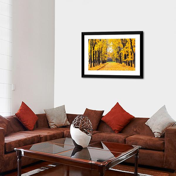 Autumn Park In Alley Canvas Wall Art-3 Horizontal-Gallery Wrap-25" x 16"-Tiaracle