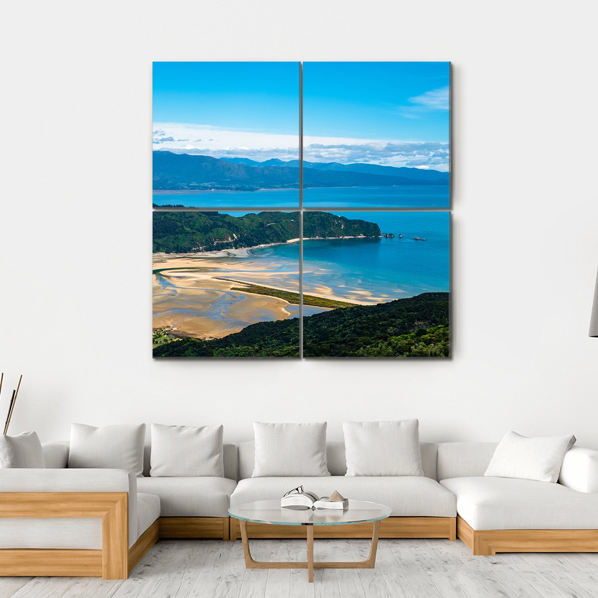 Beach &amp; Coastline New Zealand Canvas Wall Art-4 Square-Gallery Wrap-17" x 17"-Tiaracle