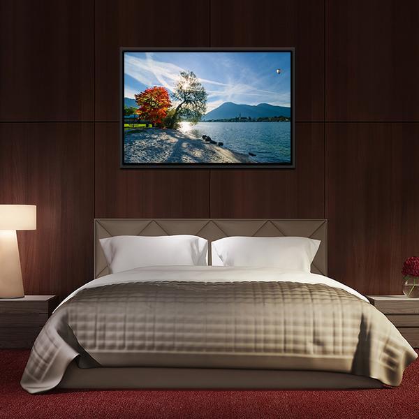 Beautiful Morning On Lake Canvas Wall Art-1 Piece-Floating Frame-24" x 16"-Tiaracle