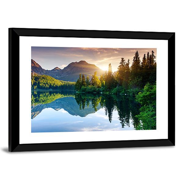 Beautiful Mountain Lake Slovakia Canvas Wall Art-1 Piece-Framed Print-20" x 16"-Tiaracle