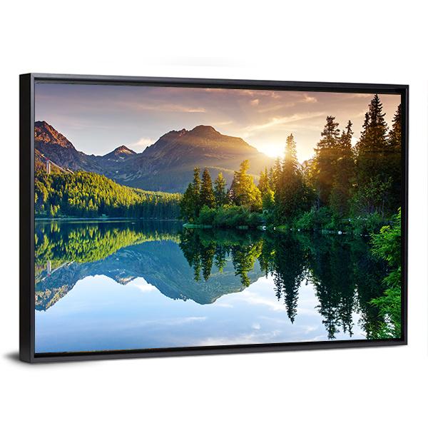 Beautiful Mountain Lake Slovakia Canvas Wall Art-3 Horizontal-Gallery Wrap-25" x 16"-Tiaracle