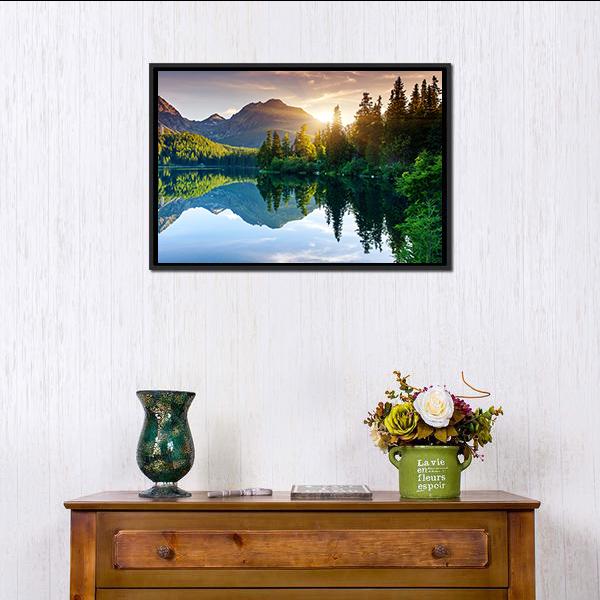 Beautiful Mountain Lake Slovakia Canvas Wall Art-3 Horizontal-Gallery Wrap-25" x 16"-Tiaracle