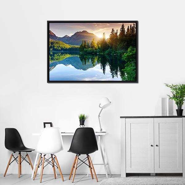 Beautiful Mountain Lake Slovakia Canvas Wall Art-3 Horizontal-Gallery Wrap-25" x 16"-Tiaracle
