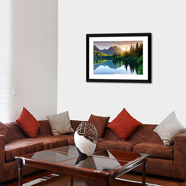 Beautiful Mountain Lake Slovakia Canvas Wall Art-3 Horizontal-Gallery Wrap-25" x 16"-Tiaracle