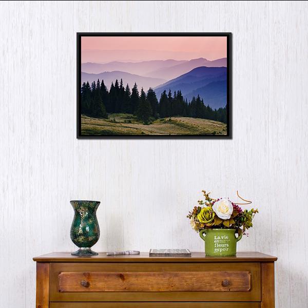 Beautiful Mountain Morning Canvas Wall Art-1 Piece-Floating Frame-24" x 16"-Tiaracle