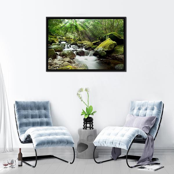 Beautiful Mountain River Canvas Wall Art-5 Horizontal-Gallery Wrap-22" x 12"-Tiaracle