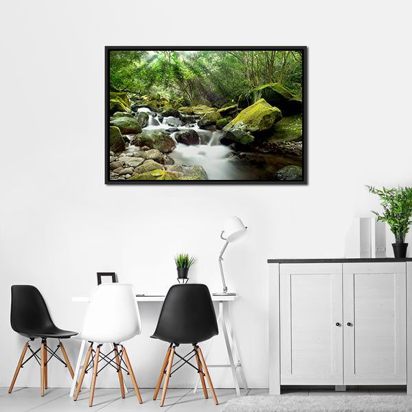 Beautiful Mountain River Canvas Wall Art-5 Horizontal-Gallery Wrap-22" x 12"-Tiaracle