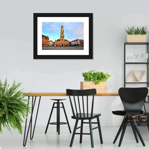 Belfry Of Bruges Canvas Wall Art-1 Piece-Framed Print-30" x 20"-Tiaracle