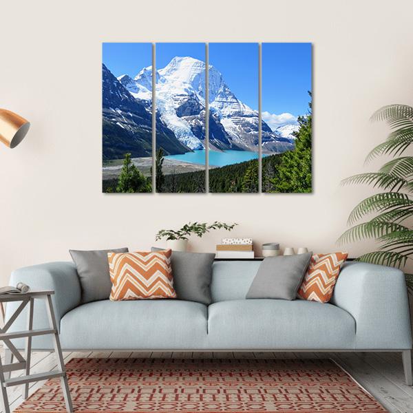 Berg Lake And Mount Robson Canvas Wall Art-4 Horizontal-Gallery Wrap-34" x 24"-Tiaracle