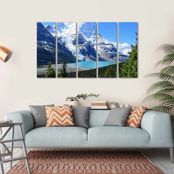 Berg Lake And Mount Robson Canvas Wall Art-5 Horizontal-Gallery Wrap-22" x 12"-Tiaracle