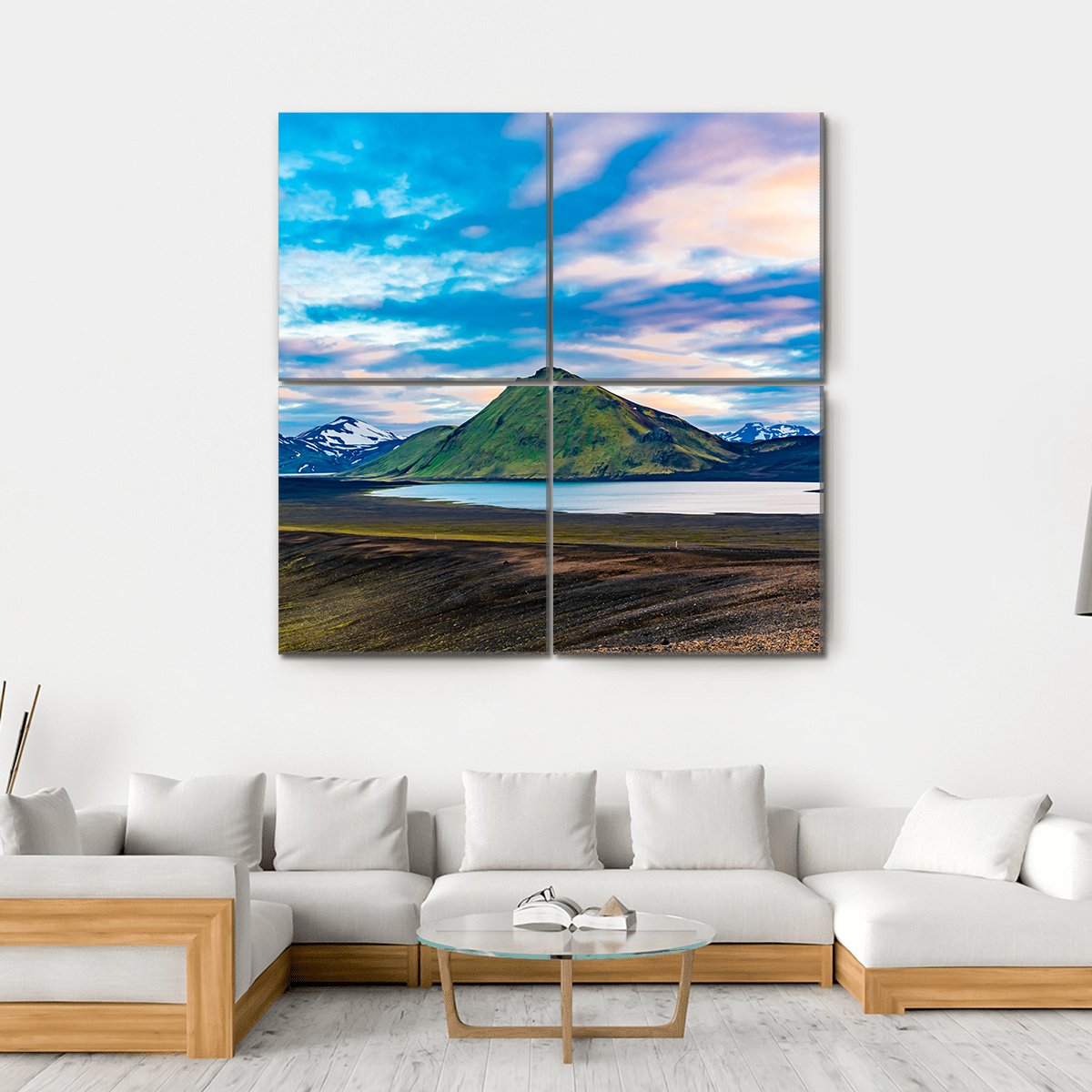 Blahylur Lake In Iceland Canvas Wall Art-4 Square-Gallery Wrap-17" x 17"-Tiaracle