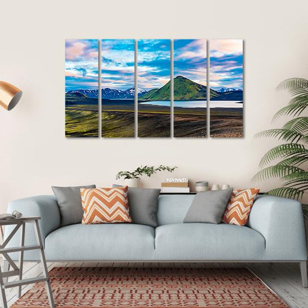 Blahylur Lake In Iceland Canvas Wall Art-5 Horizontal-Gallery Wrap-22" x 12"-Tiaracle