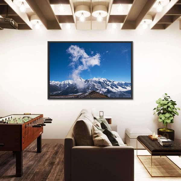 Blue Sky & Snow Mountain Canvas Wall Art-3 Horizontal-Gallery Wrap-25" x 16"-Tiaracle