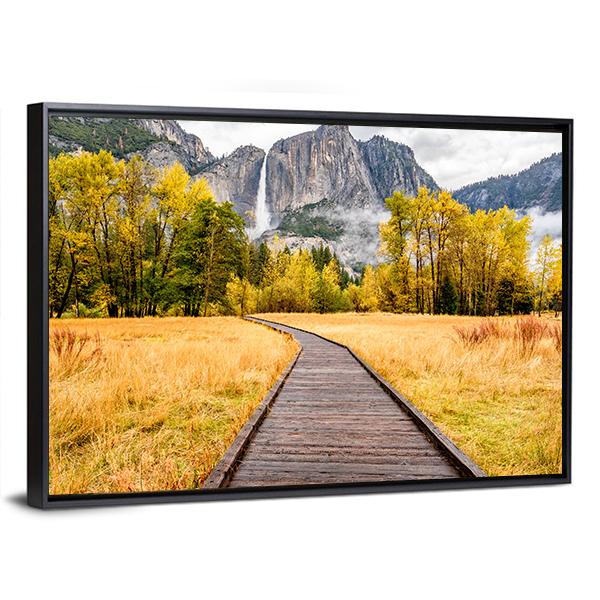 Boardwalk In Yosemite National Park Canvas Wall Art-1 Piece-Floating Frame-24" x 16"-Tiaracle
