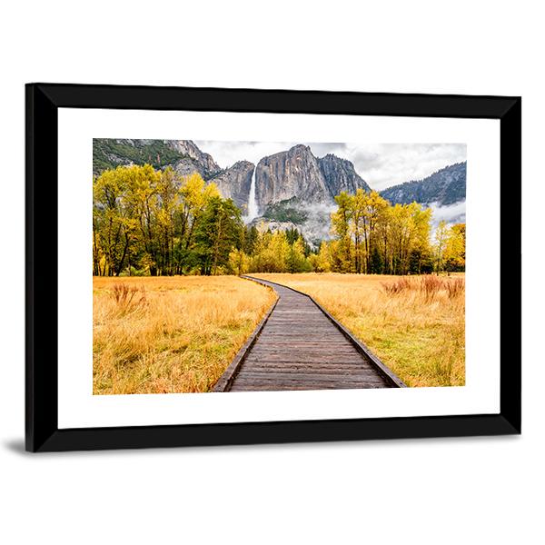Boardwalk In Yosemite National Park Canvas Wall Art-1 Piece-Framed Print-20" x 16"-Tiaracle