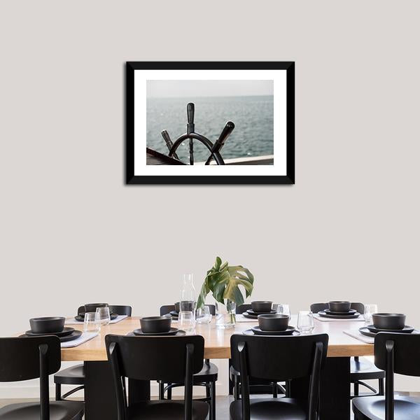 Boat Steering Wheel Canvas Wall Art-1 Piece-Framed Print-20" x 16"-Tiaracle