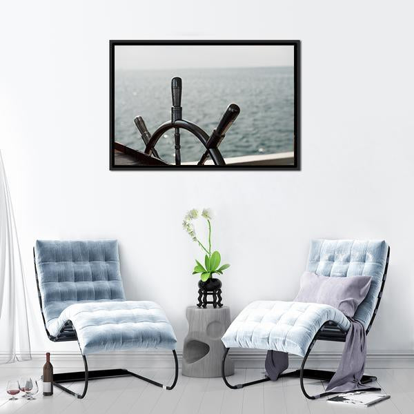 Boat Steering Wheel Canvas Wall Art-3 Horizontal-Gallery Wrap-25" x 16"-Tiaracle