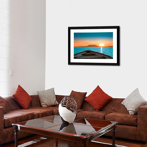 Boat Under Sunset Canvas Wall Art-1 Piece-Framed Print-20" x 16"-Tiaracle