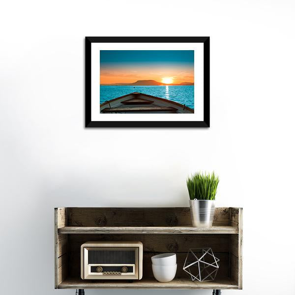 Boat Under Sunset Canvas Wall Art-3 Horizontal-Gallery Wrap-25" x 16"-Tiaracle