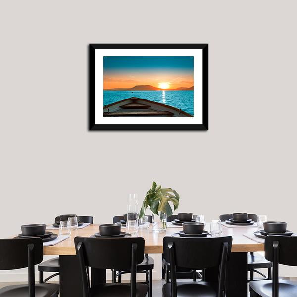 Boat Under Sunset Canvas Wall Art-3 Horizontal-Gallery Wrap-25" x 16"-Tiaracle