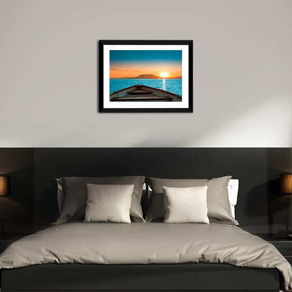 Boat Under Sunset Canvas Wall Art-3 Horizontal-Gallery Wrap-25" x 16"-Tiaracle